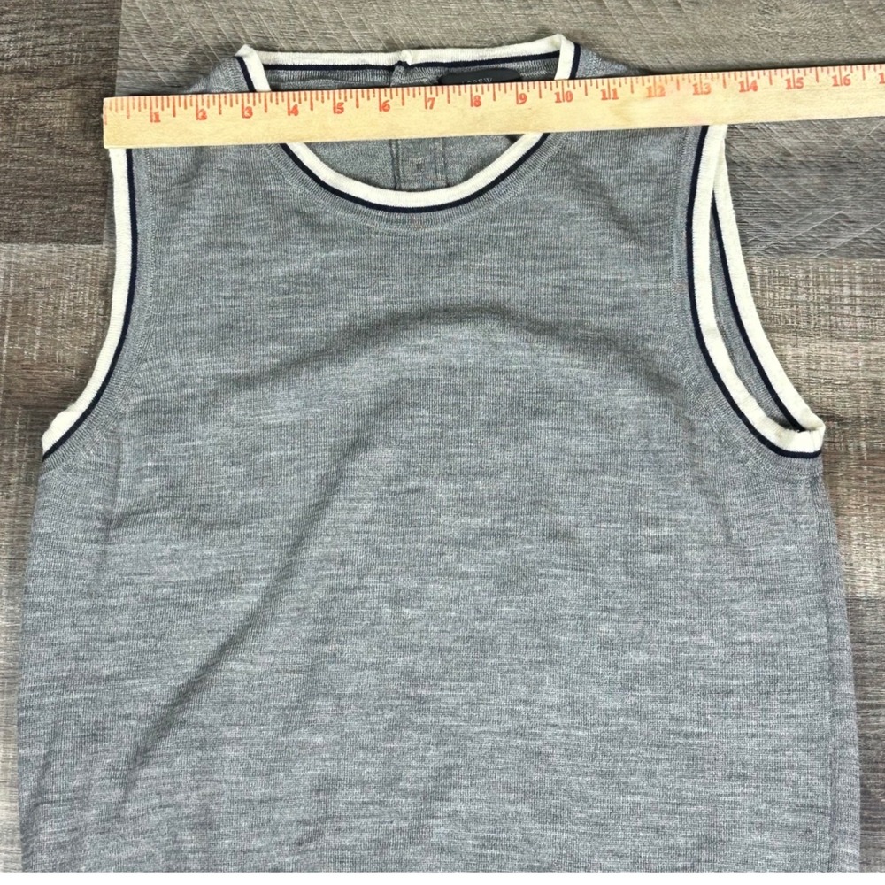 J.Crew Sleeveless Sweater Women Large Gray Merino Wool Shell Contrast Trim E8552 - Picture 5 of 10